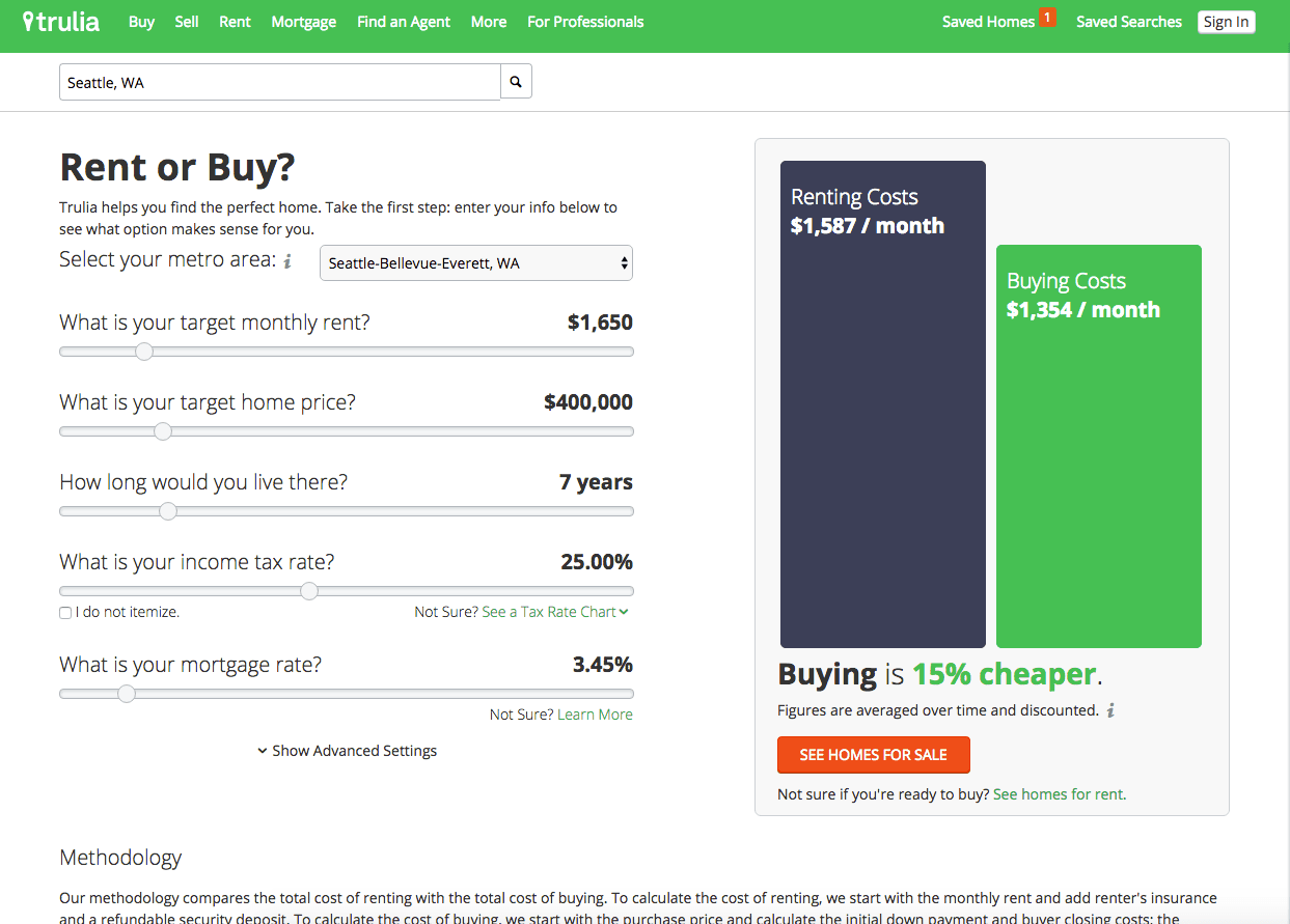 Rent vs Buy v3 screenshot