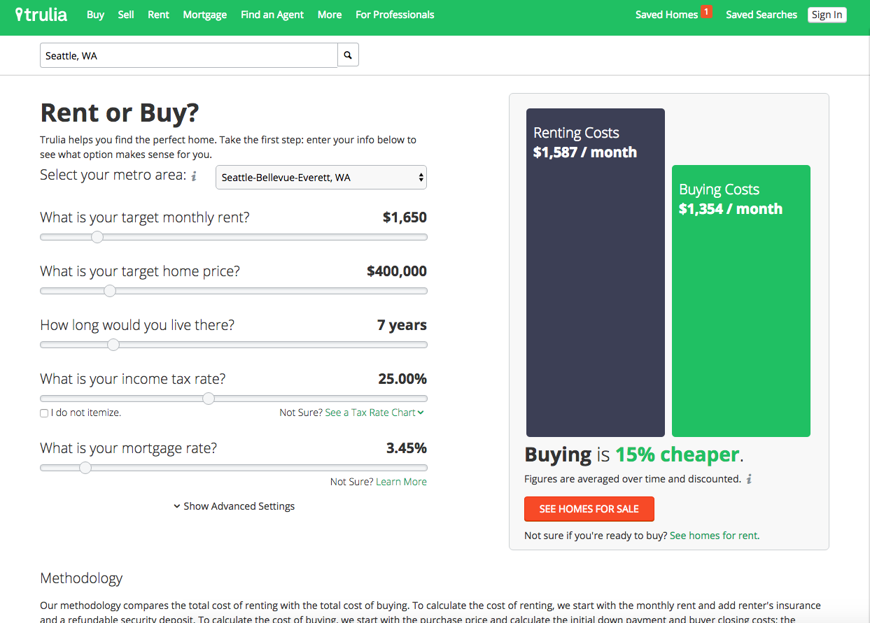 Rent vs Buy v3 screenshot